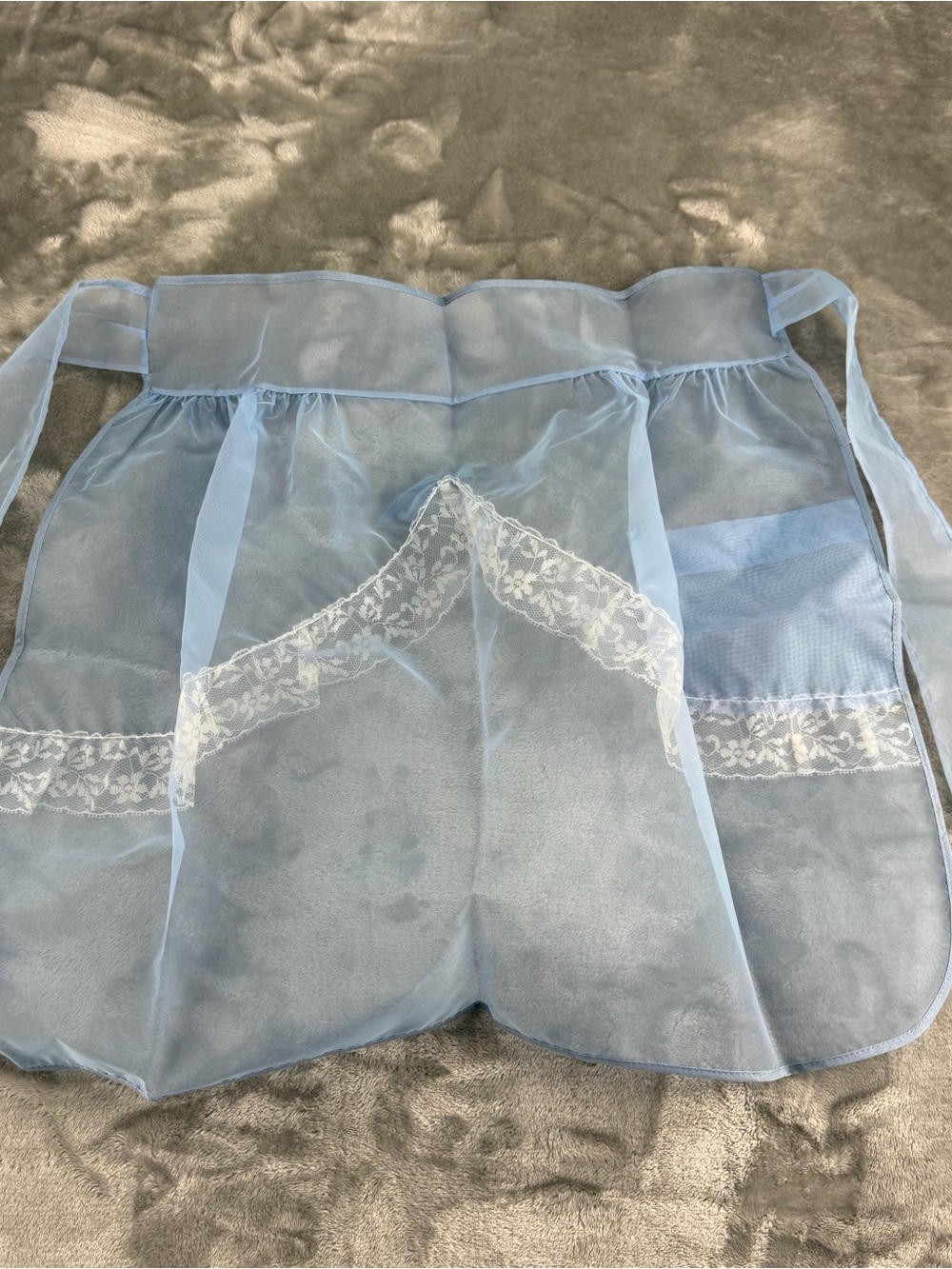 Sheer Light Blue Lace Half Apron
